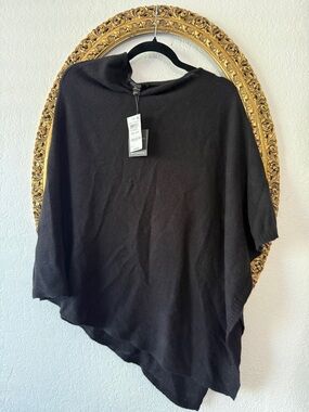 Charter Club  100% Cashmere Black Knit Poncho Top